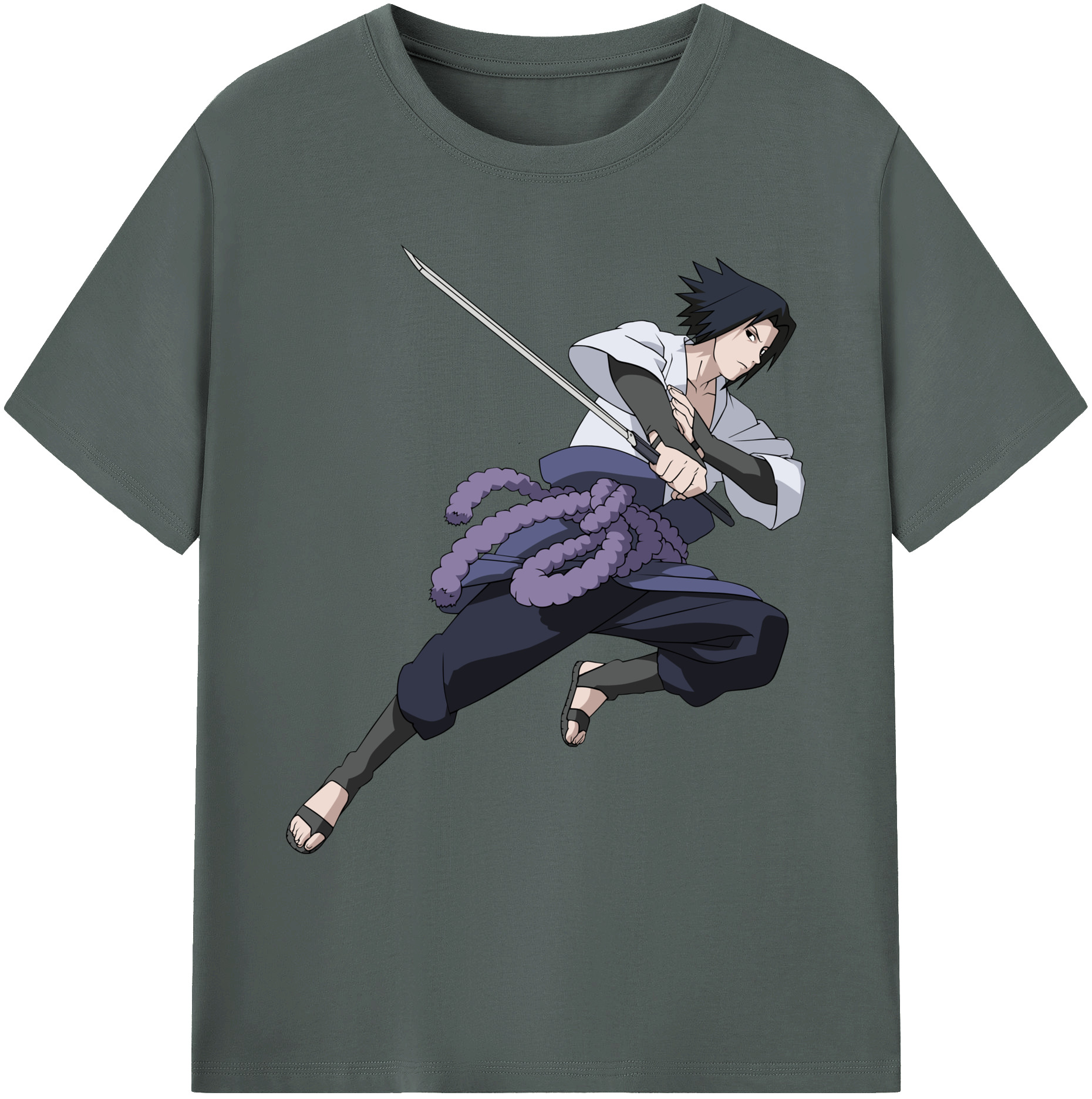（画像用） NARUTO -ナルト- うちは サスケ Uchiha Sasuke 綿100％ メンズ半袖Tシャツ｜肌触りやわらか＆通気性